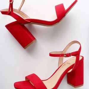 Red/Orange suede heels